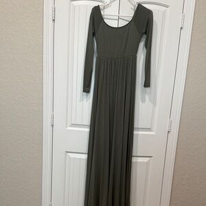 PinkBlush- Elegant Olive Green Maxi Dress